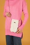 Plush Women's Snap Crossbody Bag-White