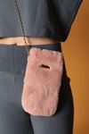 Плюшевая женская сумка через плечо на кнопках-Светло розовый