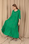 Embroidered Viscose Women's Dress-Green