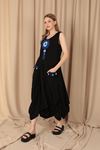 Женское вискозное платье с вышивкой и кисточками, черное