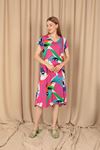Viscose Fabric Women's Dress-Fuchsia/Ecru