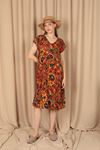 Viscose Fabric Women's Dress-Pomegranate Flower