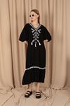 Viscose Fabric Embroidered Women's Dress-Black