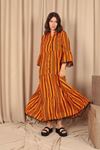 Viscose Fabric Women's Dress with Pompom Detail - Orange