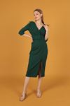Krep Kumaş Anvelop Kadın Elbise-Zümrüt Yeşil