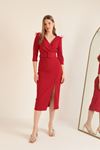 Krep Kumaş Anvelop Kadın Elbise-Kırmızı