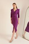 Crepe Fabric Anvelop Women's Dress-Plum