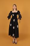 Женское платье из шифона Empirme с цветочным узором и квадратным рукавом-Чёрный