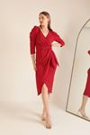 فستان نسائي من قماش الكريب-أحمر