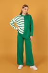 Tricot Fabric Double Colour Women's Suit-Green