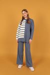 Tricot Fabric Double Colour Women's Suit-İndigo