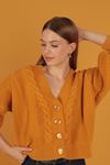 Tricot Fabric Women's Cardigan-Mustard