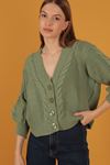 Tricot Fabric Women's Cardigan-Mint