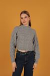 Knit Pattern Women's Knit Sweater-Grey