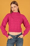 Knit Pattern Women's Knit Sweater-Fuchsia