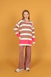 Tricot Fabric Striped Women's Suit-Light Pink