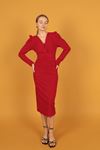 Sırtı Açık Krep Kumaş Kadın Elbise-Kırmızı
