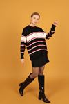 Striped Knitwear Women's SweaterBlack/Burgundy