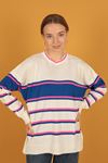Striped Knitwear Women's Sweater-Royal