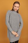 Turtleneck Knitwear Women's Dress-Grey