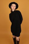 Turtleneck Knitwear Women's Dress-Black