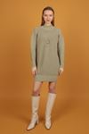 Turtleneck Knitwear Women's Dress-Mustard Green