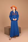 Viscose Fabric Embroidery Women's Dress-Royal