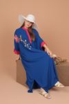 Женское платье с вышивкой из вискозной ткани-Ярко синий