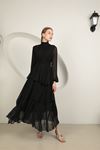 Chiffon Fabric Layered Women's Dress-Black