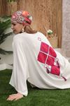 Viscose Fabric Tassel Detail Women's Dress-Ecru