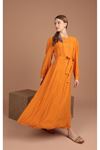 Linen Fabric Women Dress-Orange