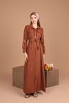 Embroidered Women's Dress-Brown