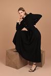 Linen Fabric Women Dress-Black
