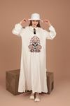 فستان نسائي مطرز من قماش الفسكوز- إكرو