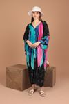 فستان نسائي من قماش الفسكوز بنمط الريش-فوشيا