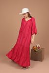 Viscose Fabric Women's Dress-Fuchsia