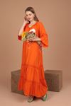 Платье женское из вискозной ткани-оранжевое