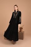 Viscose Fabric Embroidered Women's Dress-Black