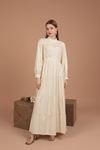 Linen Fabric Lace Women's Dress-Ecru