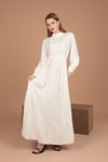 Linen Fabric Lace Women's Dress-White