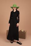 Embroidered Women's Dress-Black
