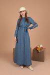 Embroidered Women's Dress-Blue