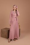 Женское платье с рюшами и вышивкой-Светло розовый