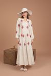 Viscose Fabric Embroidered Women's Dress-Ecru