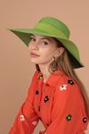 Women's Hat With Straw Bow Detail-Green
