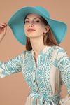قبعة القش النسائية-فيروزي