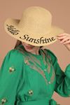 Straw Hello Sunshine Embroidered Women's Hat-Light Beige