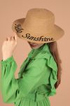 Straw Hello Sunshine Embroidered Women's Hat-Light Brown