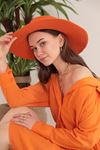 Соломенная женская шляпа-Оранжевый