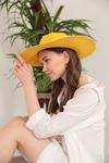 قبعة القش النسائية-اصفر